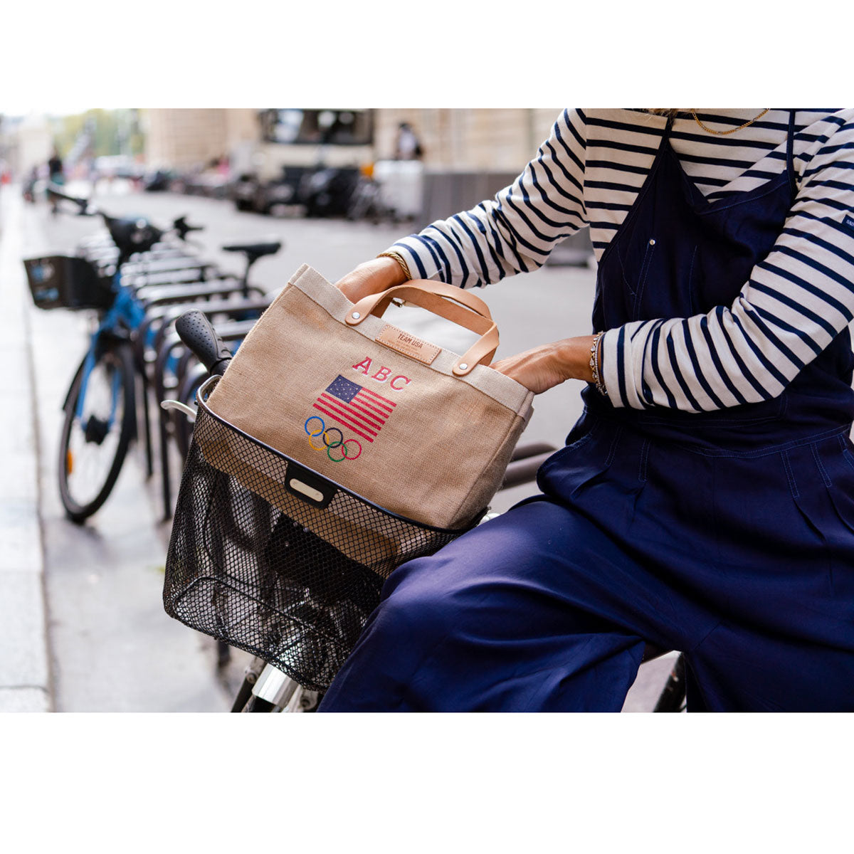 Petite Market Bag in Natural for Team USA "Red, White, and Blue"