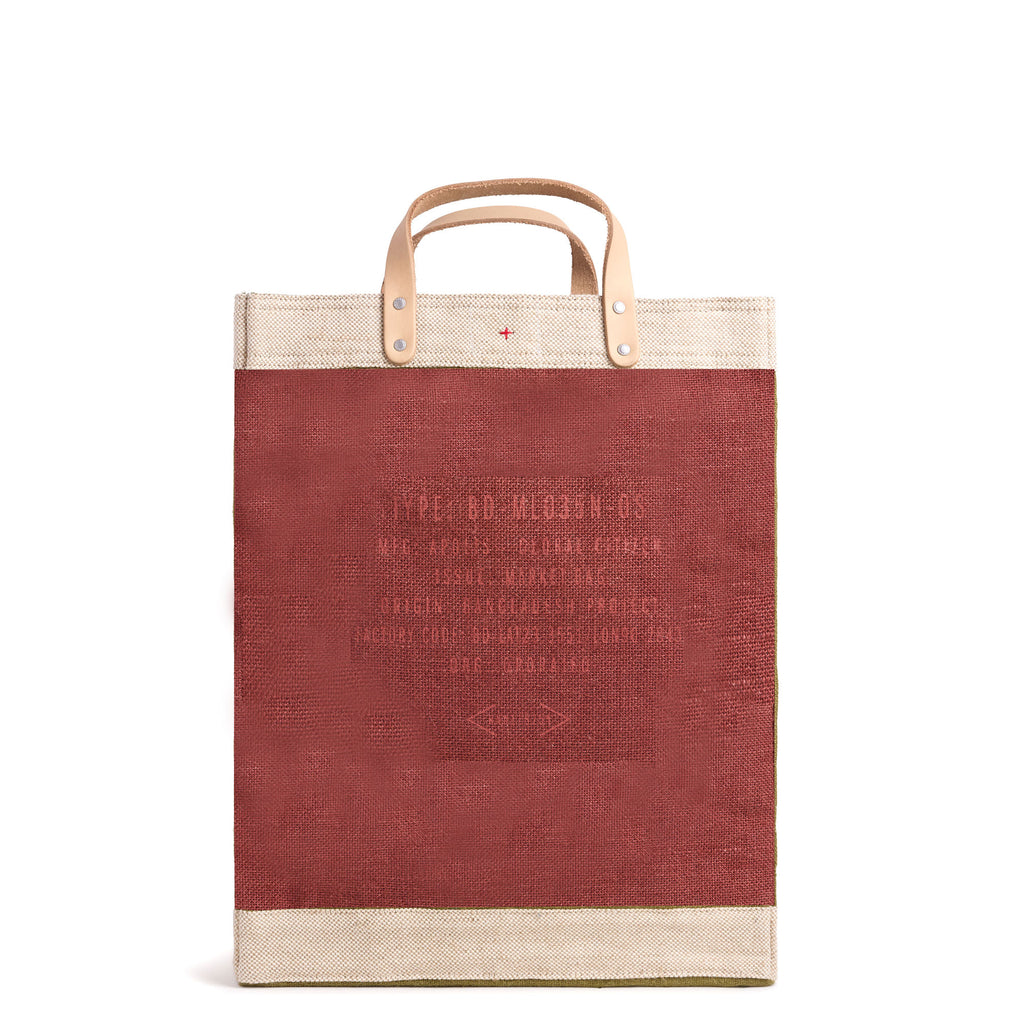 Market Bag in Cranberry "Los Angeles Coastline"