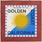 Market Bag in Cranberry — Golden Coast, close-up of the Golden Coast print