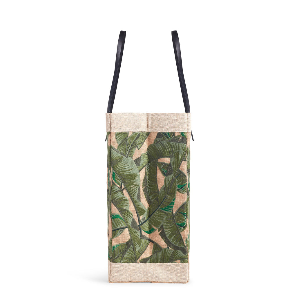 Embroidered Palm Leaf Market Bag with Thin Handle PRINTED PATCH