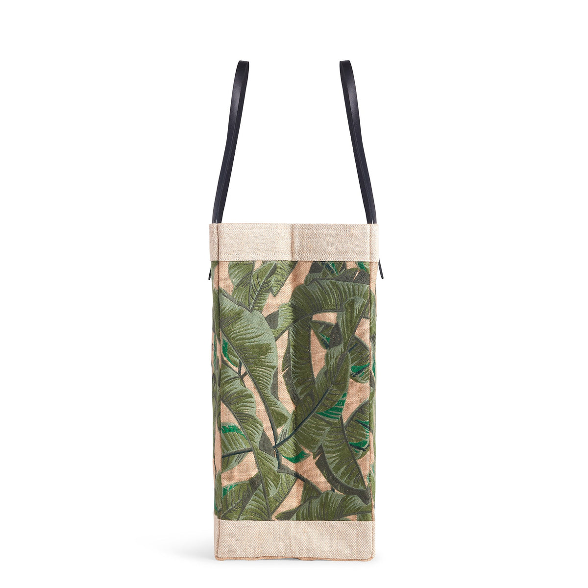 Embroidered Palm Leaf Market Bag with Thin Handle PRINTED PATCH