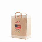 Market Bag in Natural for Team USA "Red, White, and Blue"