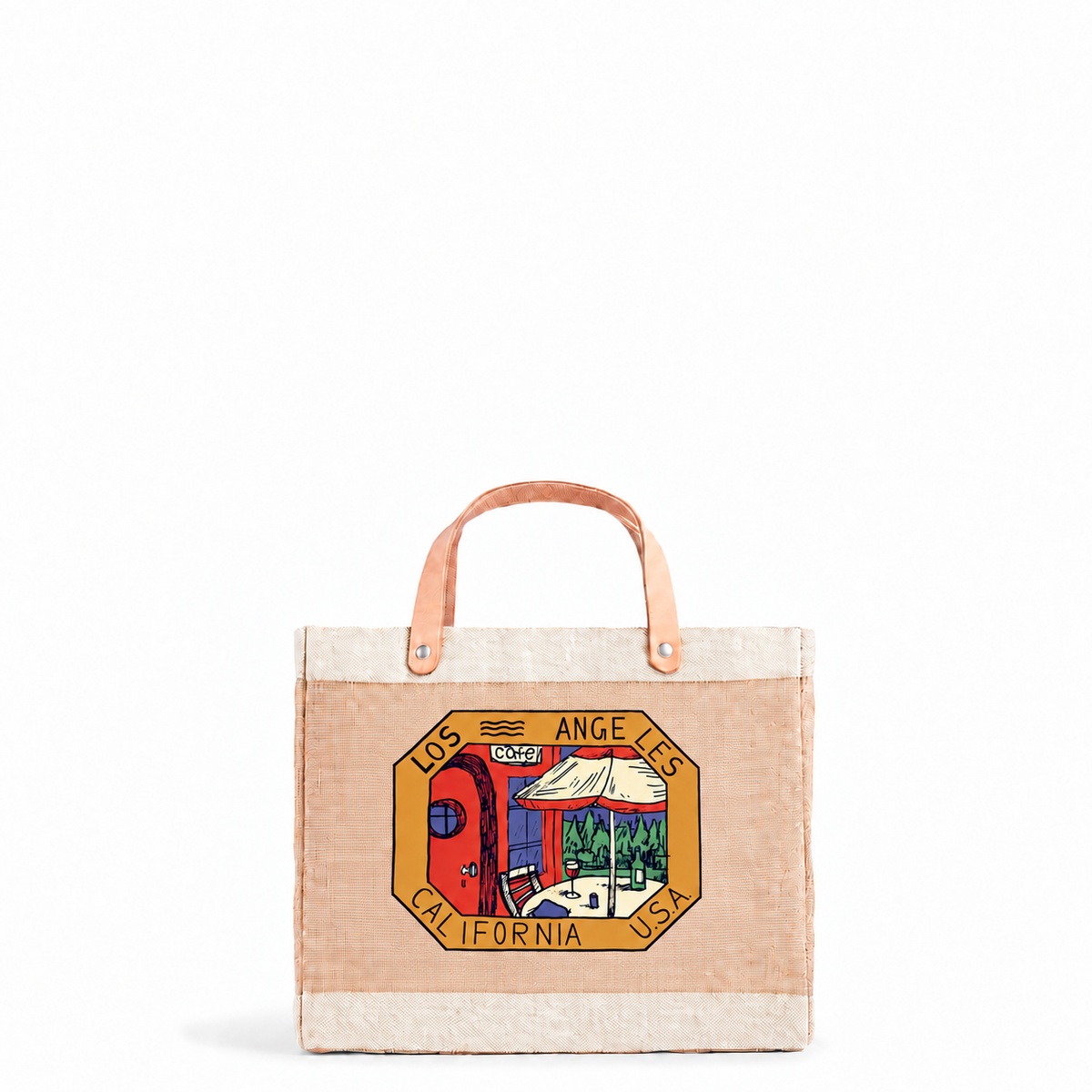 Petite Market Bag in Natural "Los Angeles Postcard"