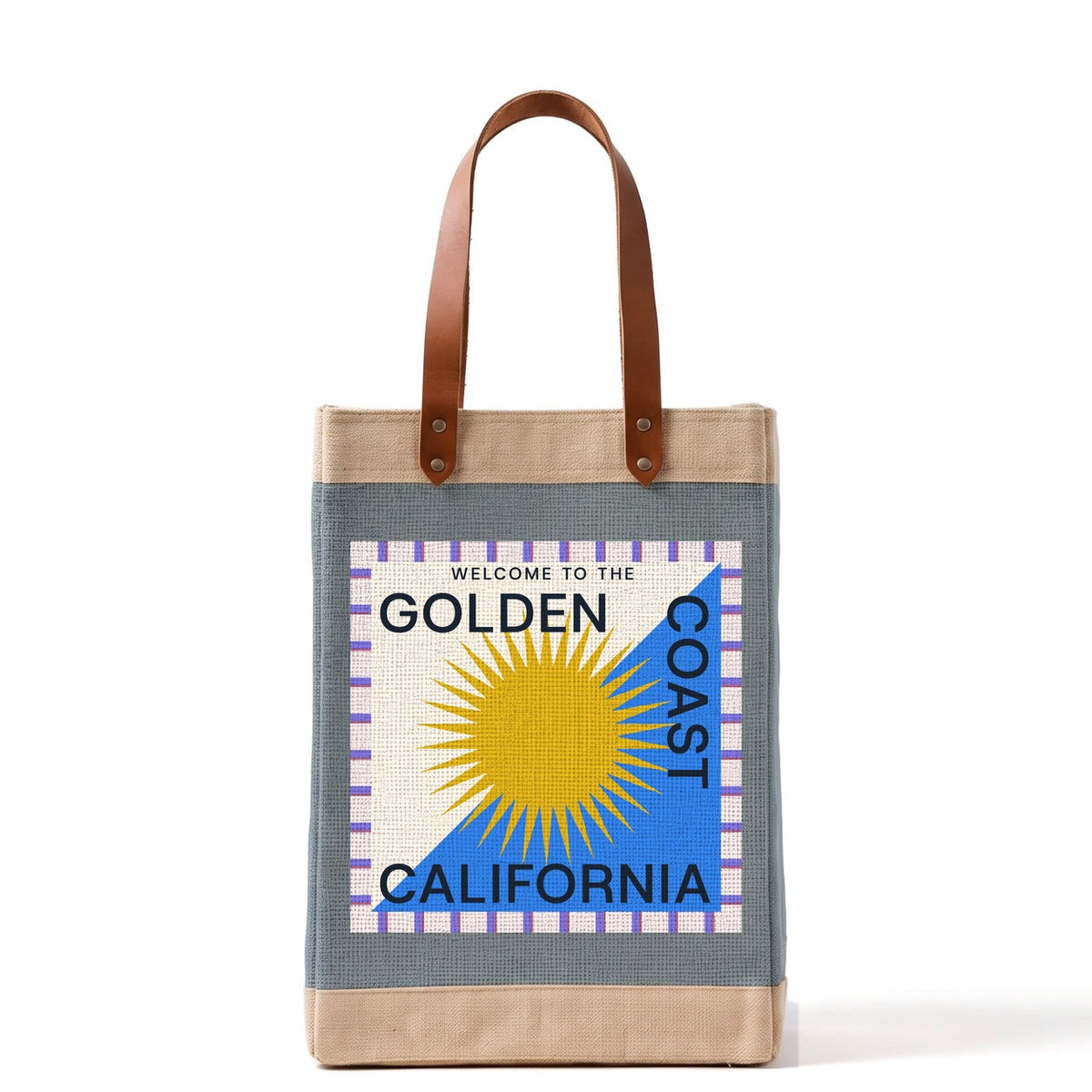 Long Handled Market Bag in Cool Gray — Golden Coast, front