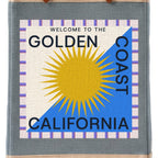 Long Handled Market Bag in Cool Gray — Golden Coast, close-up of the Golden Coast print