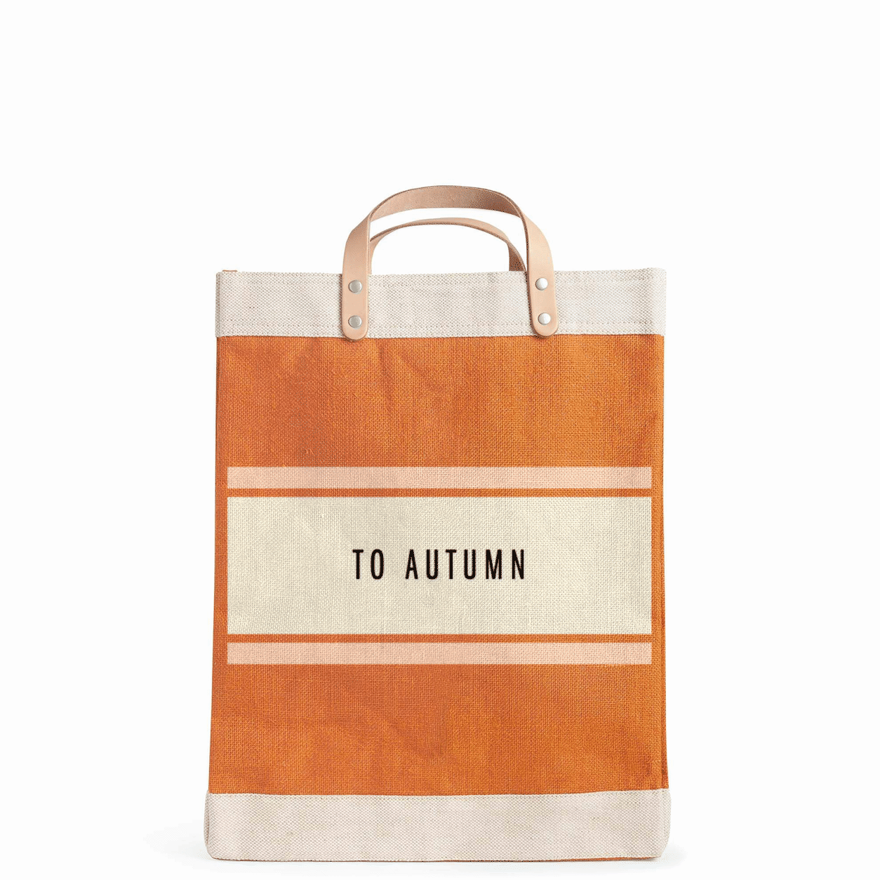Atelier Thin Striped Market Bag in Citrus — personalize it: To Autumn, Pumpkins Inside, PSL 4 Evah, Your Text Here