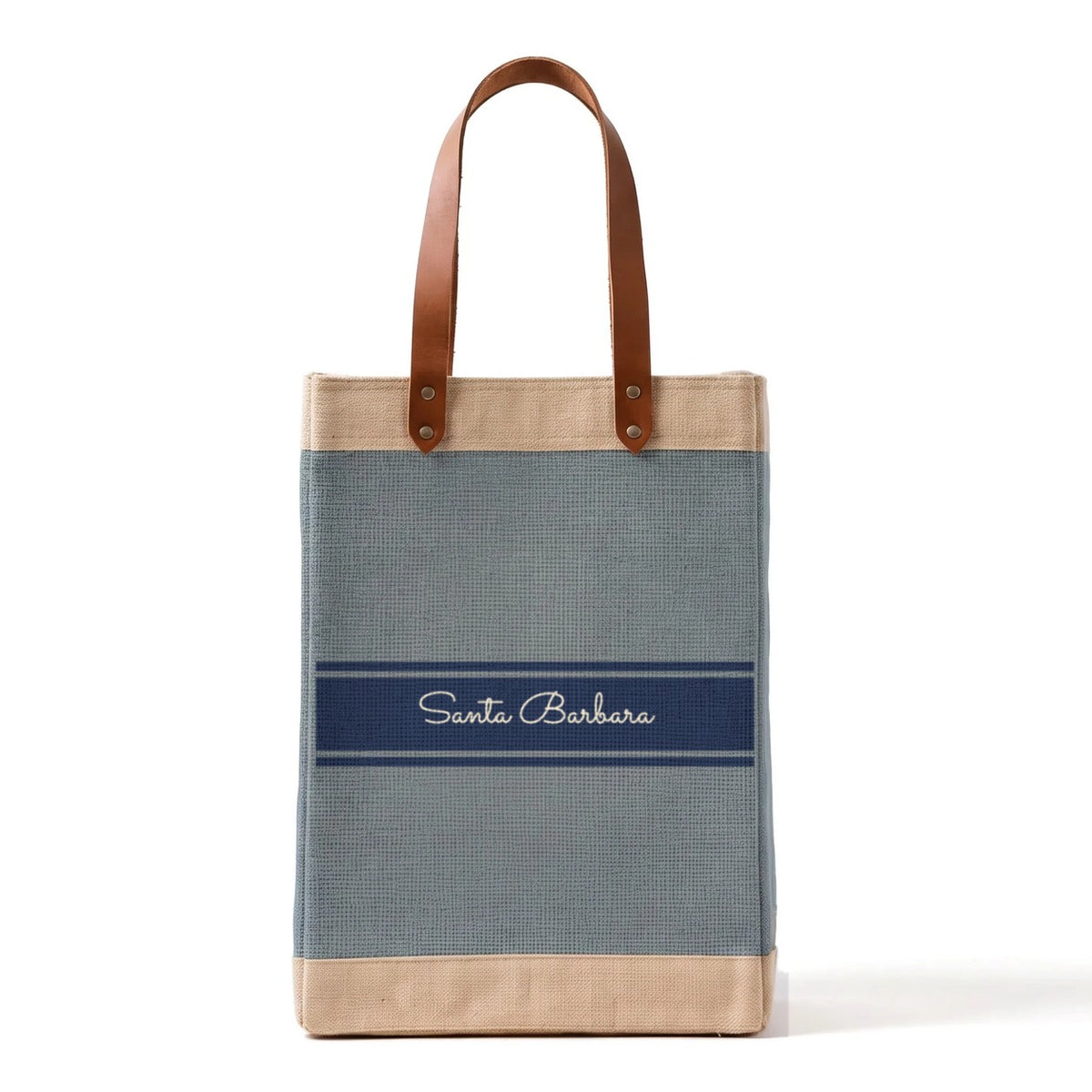 Atelier Thin Striped Long Handled Market Bag in Cool Gray