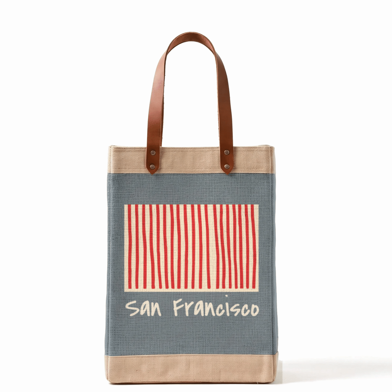 Atelier Los Angeles Stripes Long Handled Market Bag in Cool Gray — personalize it: San Francisco, Los Angeles, NYC, Nashville, Miami