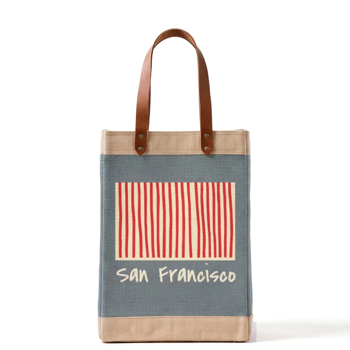 Atelier Los Angeles Stripes Long Handled Market Bag in Cool Gray