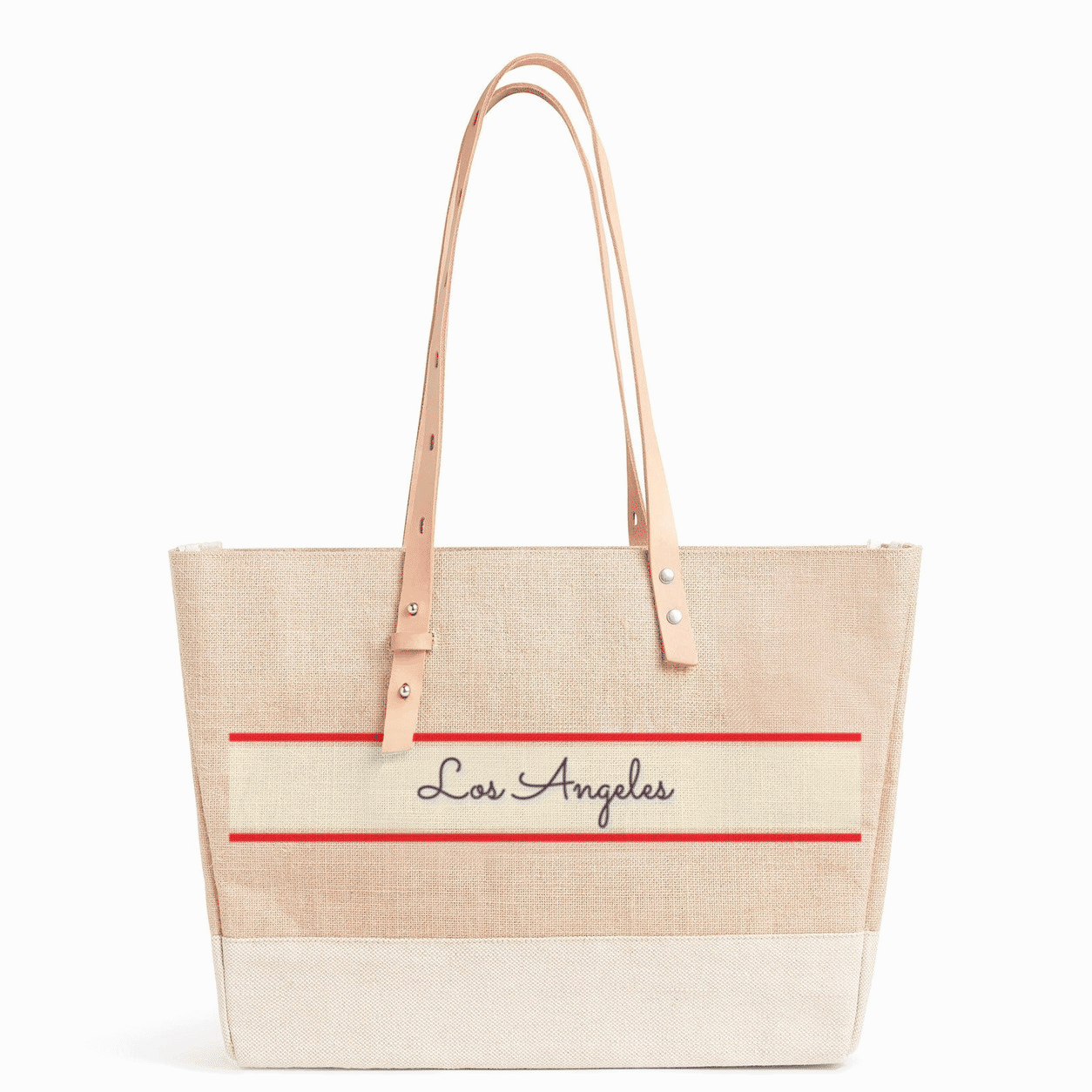 Atelier Striped Shoulder Market Bag in Natural — personalize it: Los Angeles, San Francisco, Your Text, New York City