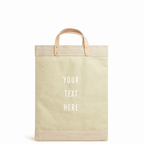 Market Bag in Mint Sorbet with personalized text shown in white, navy, turquoise, bright red and espresso