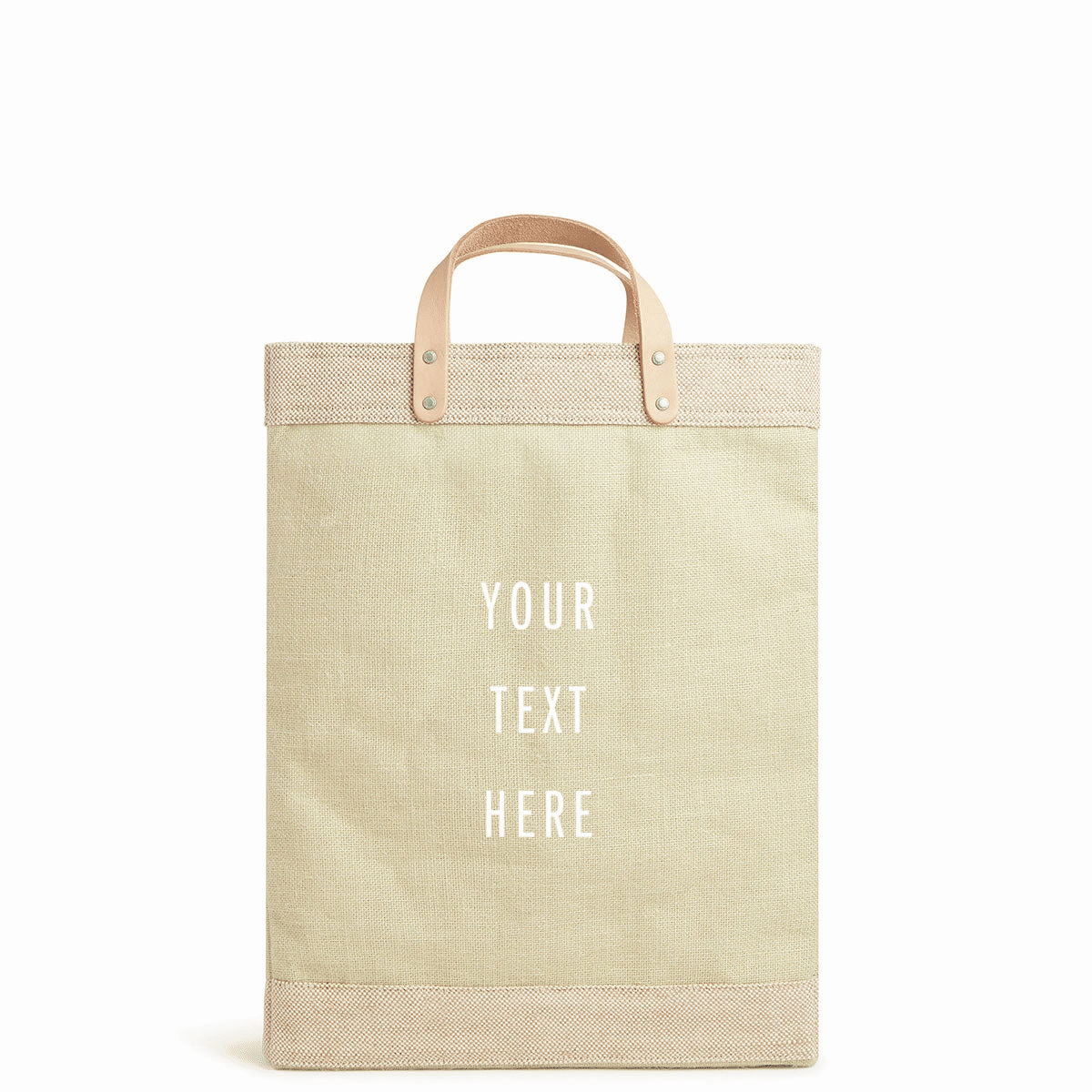 Market Bag in Mint Sorbet with personalized text shown in white, navy, turquoise, bright red and espresso