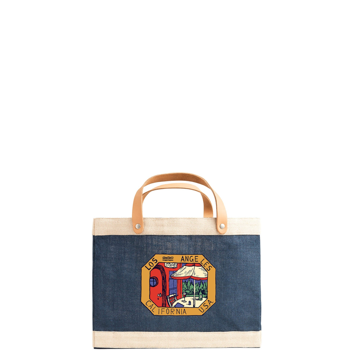 Petite Market Bag in Navy "Los Angeles Postcard"
