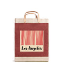 Market Bag in Cranberry "Los Angeles Stripes"